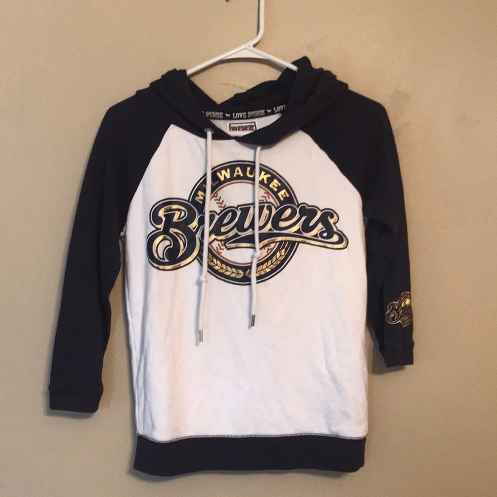 Pink- Milwaukee Brewer 3/4 sleeve Hoodie